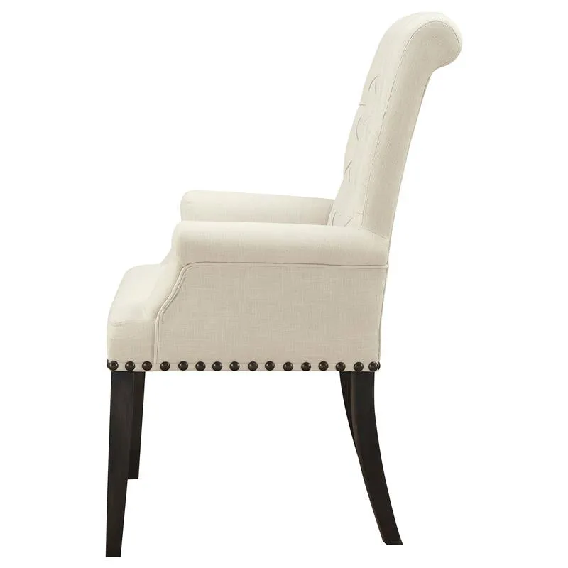 Alana Upholstered Arm Chair Beige and Smokey Black - 107283