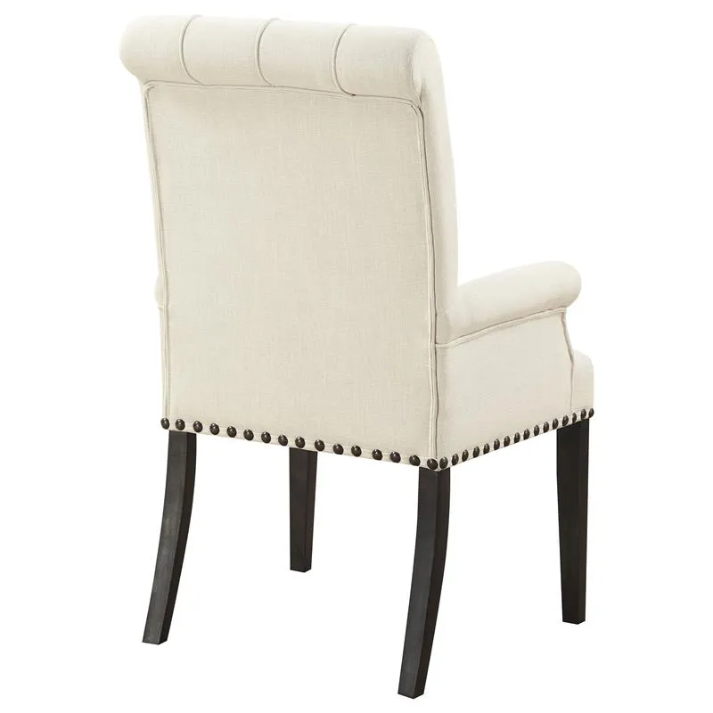 Alana Upholstered Arm Chair Beige and Smokey Black - 107283