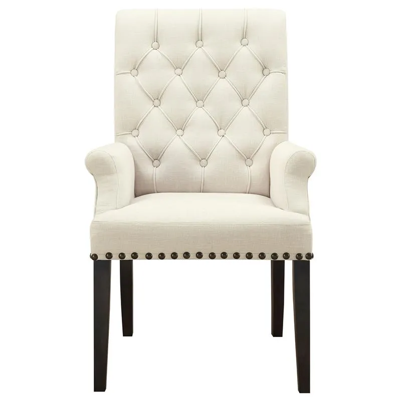 Alana Upholstered Arm Chair Beige and Smokey Black - 107283