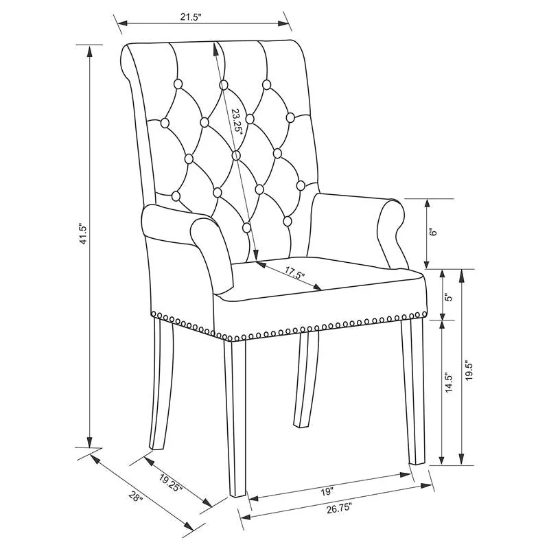 Alana Upholstered Arm Chair Beige and Smokey Black - 107283