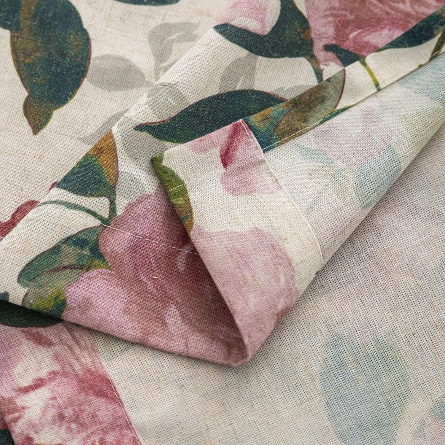 ALIGOGO Pink Vintage Floral Curtains for Living Room 84 Inch Length French Country Peony Linen Patterned Curtains Farmhouse Botanical Drapes Semi Blackout Window Curtain Panels Pair W50 x L84