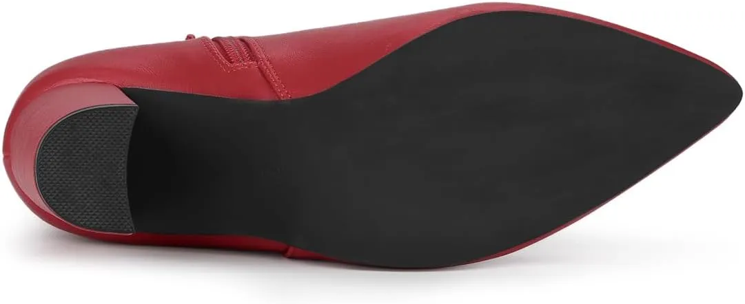 Allegra K Women's Pointed Toe Chunky High Heels Ankle Boots