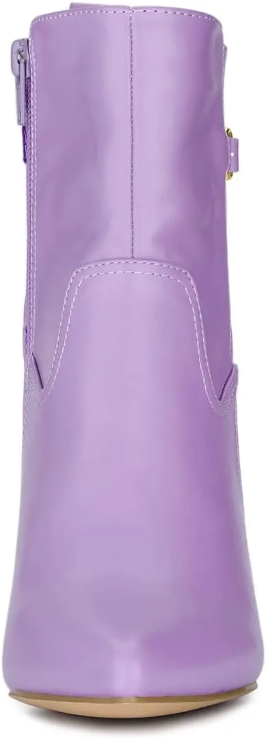 Allegra K Women's Pointed Toe Chunky High Heels Ankle Boots