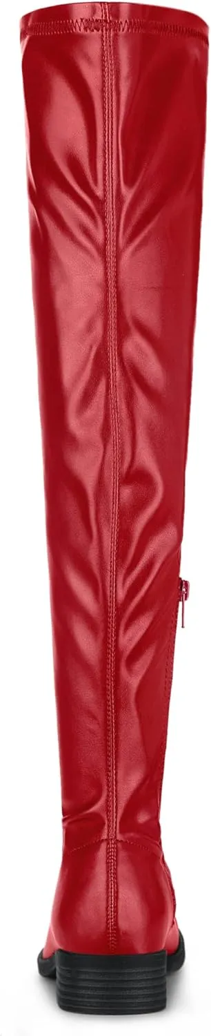 Allegra K Women's Thigh High Boots Low Block Heel Fashion Over the Knee High Boots