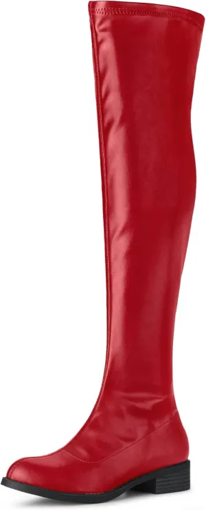 Allegra K Women's Thigh High Boots Low Block Heel Fashion Over the Knee High Boots