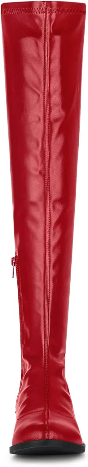 Allegra K Women's Thigh High Boots Low Block Heel Fashion Over the Knee High Boots