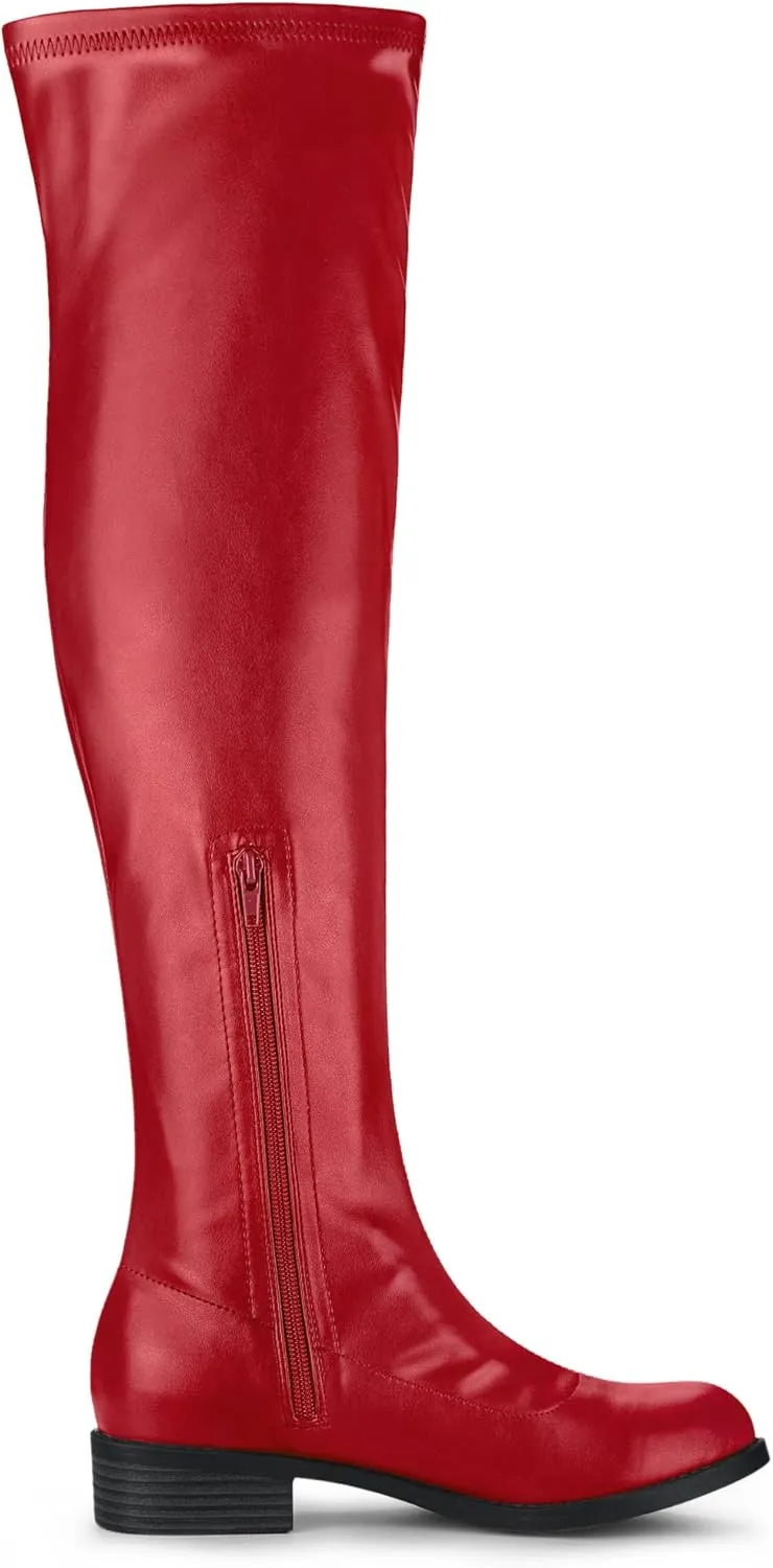 Allegra K Women's Thigh High Boots Low Block Heel Fashion Over the Knee High Boots