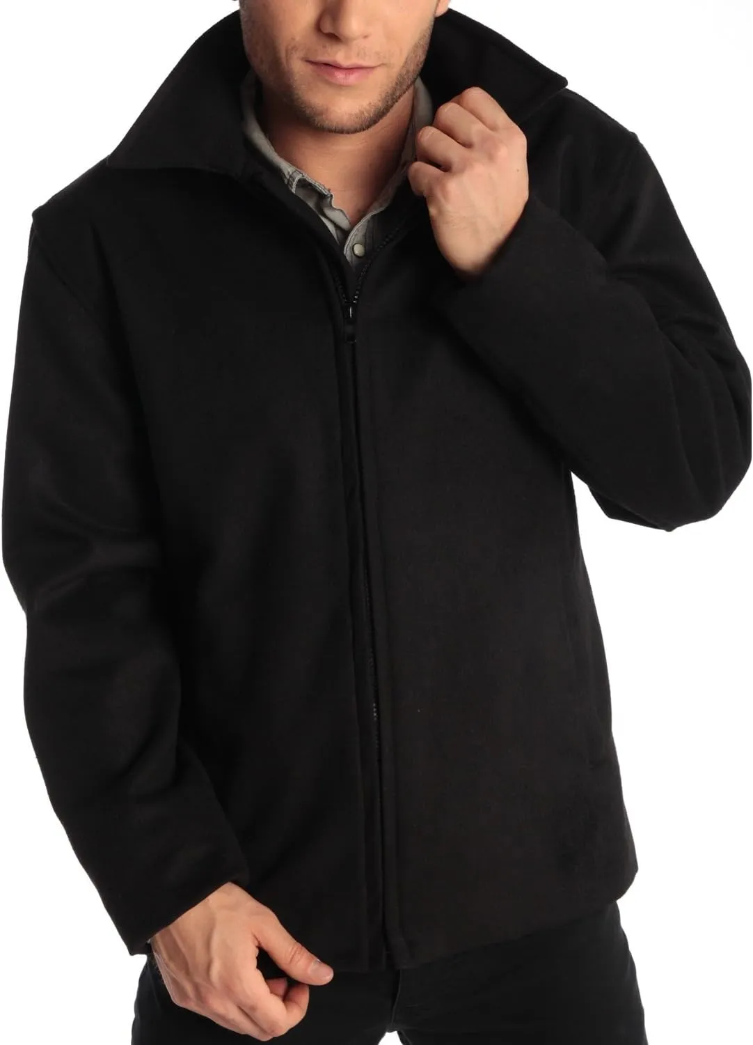 Alpine Swiss Grant Men’s Wool Jacket – 28" James Dean Style Bomber with Zippered Pockets