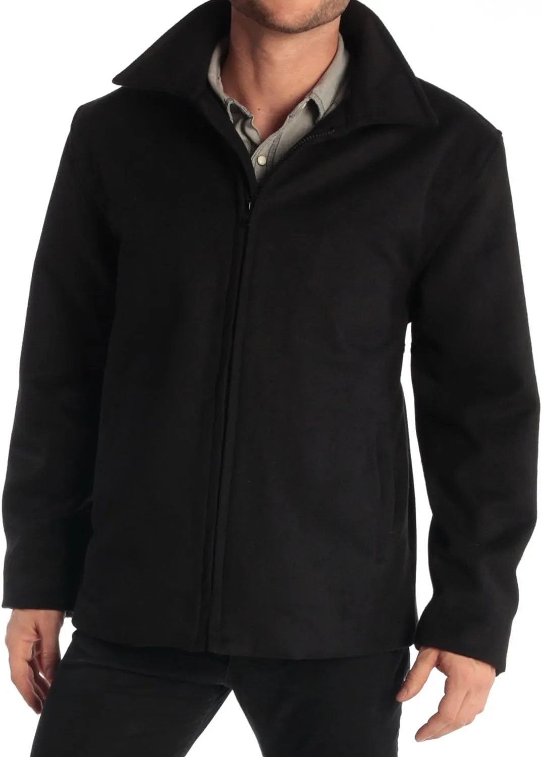 Alpine Swiss Grant Men’s Wool Jacket – 28" James Dean Style Bomber with Zippered Pockets