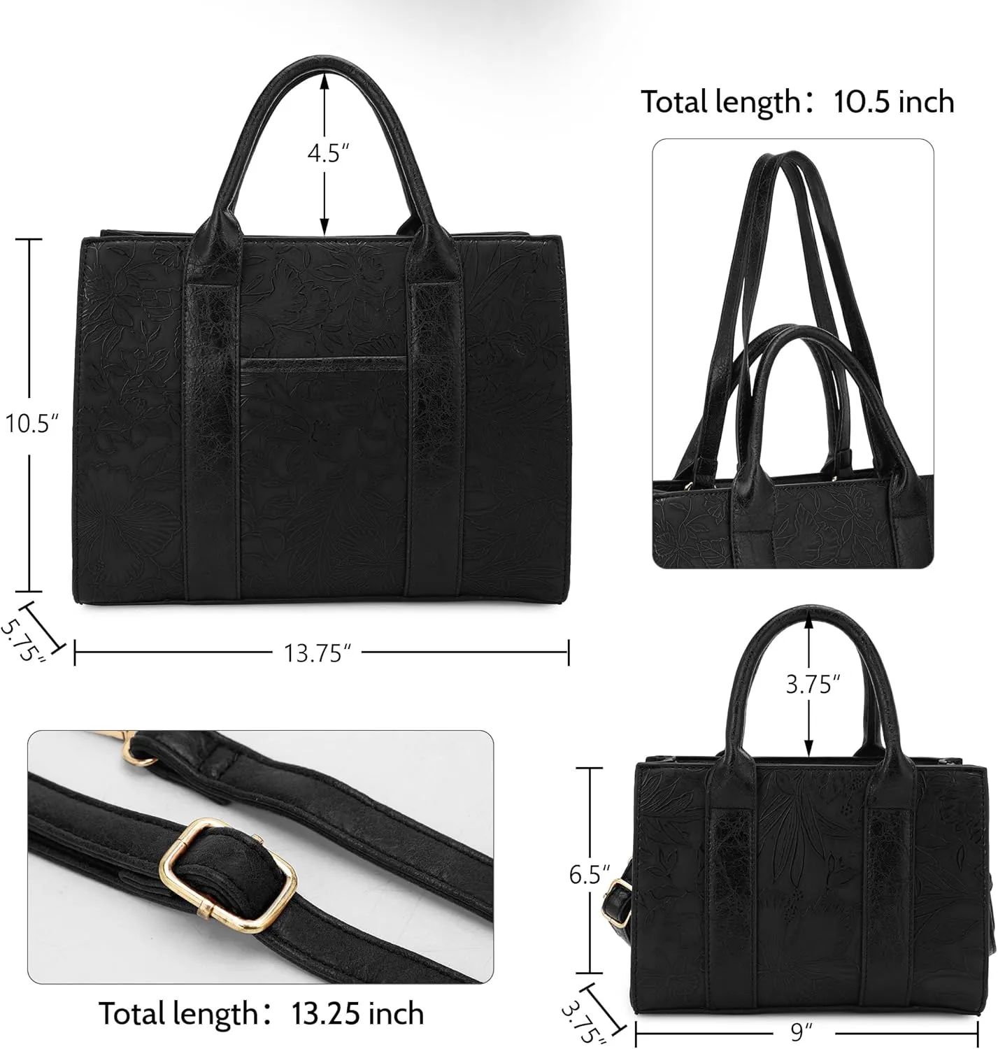 ALYSSA Large Tote Handbag for Women Top Handle Faux Leather Satchel Crossbody Shoulder Purse 2pcs Set