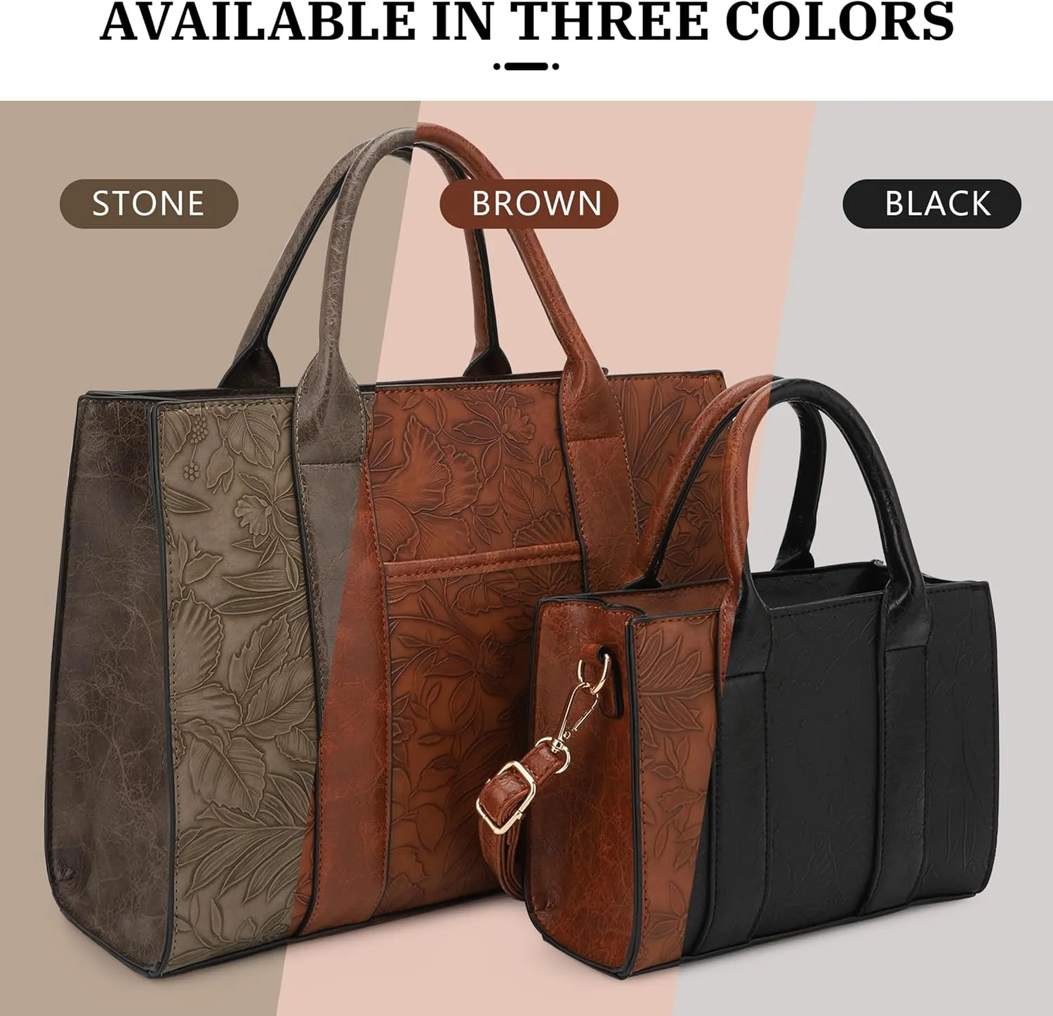 ALYSSA Large Tote Handbag for Women Top Handle Faux Leather Satchel Crossbody Shoulder Purse 2pcs Set