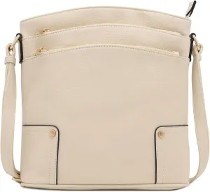 ALYSSA Triple Zip Pocket Large Crossbody Bag