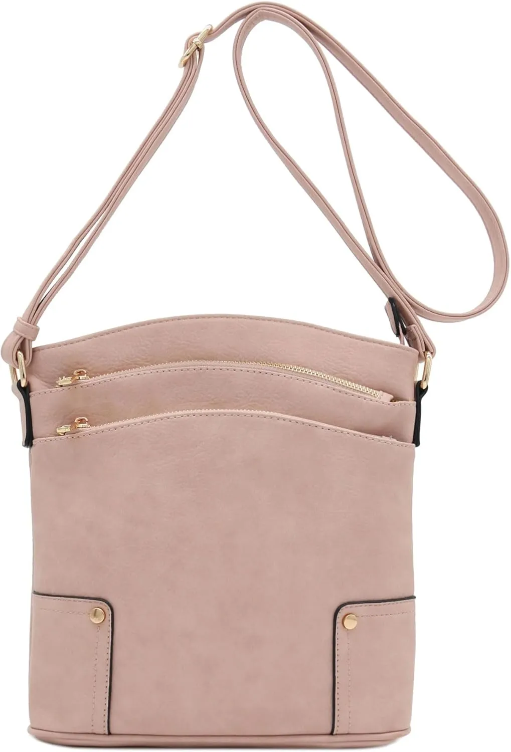 ALYSSA Triple Zip Pocket Large Crossbody Bag