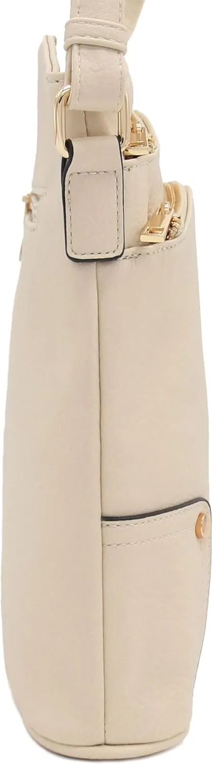ALYSSA Triple Zip Pocket Large Crossbody Bag