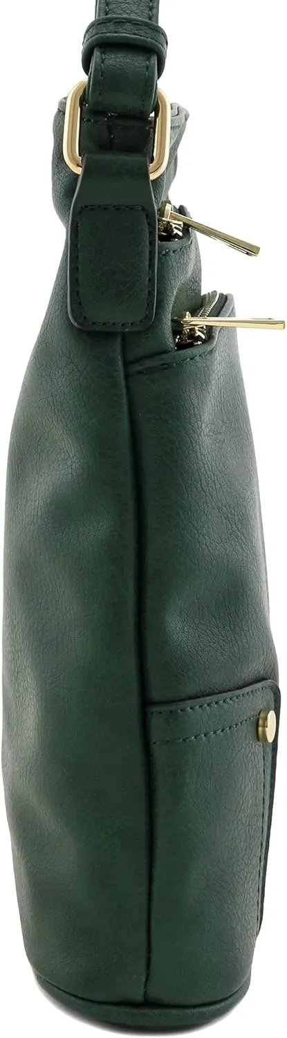 ALYSSA Triple Zip Pocket Large Crossbody Bag