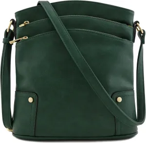 ALYSSA Triple Zip Pocket Large Crossbody Bag