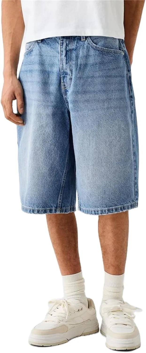 Alyweatry Men’s Y2k Baggy Denim Shorts Loose Fit Hip Hop Skater Carpenter Jean Shorts Trendy Streetwear