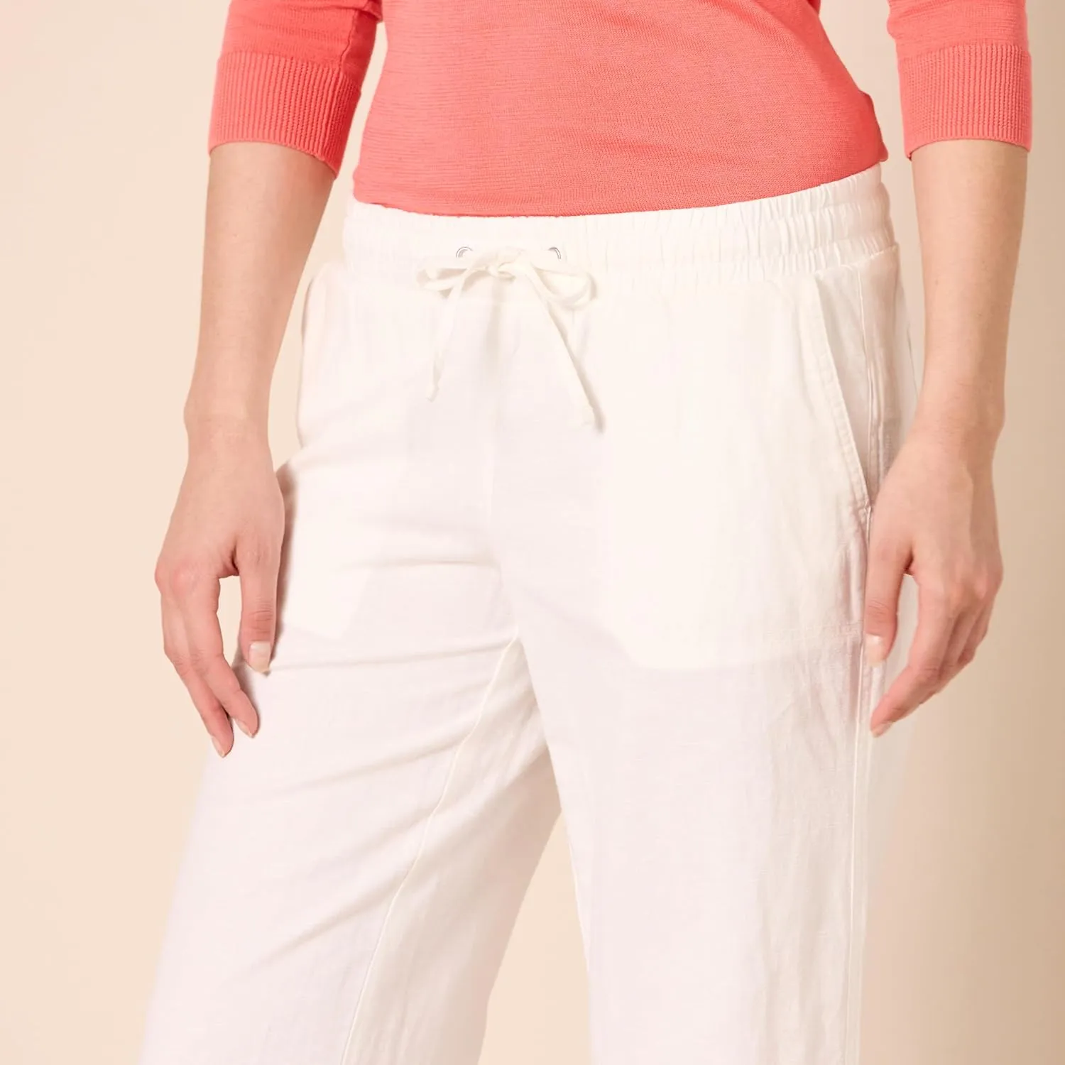 Amazon Essentials Women's Linen Blend Drawstring Relaxed Fit Wide Leg Pant (Available in Plus Size)