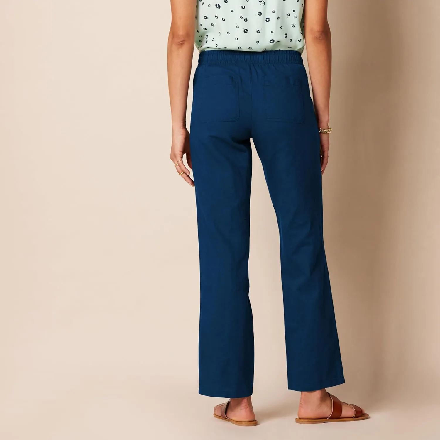 Amazon Essentials Women's Linen Blend Drawstring Relaxed Fit Wide Leg Pant (Available in Plus Size)