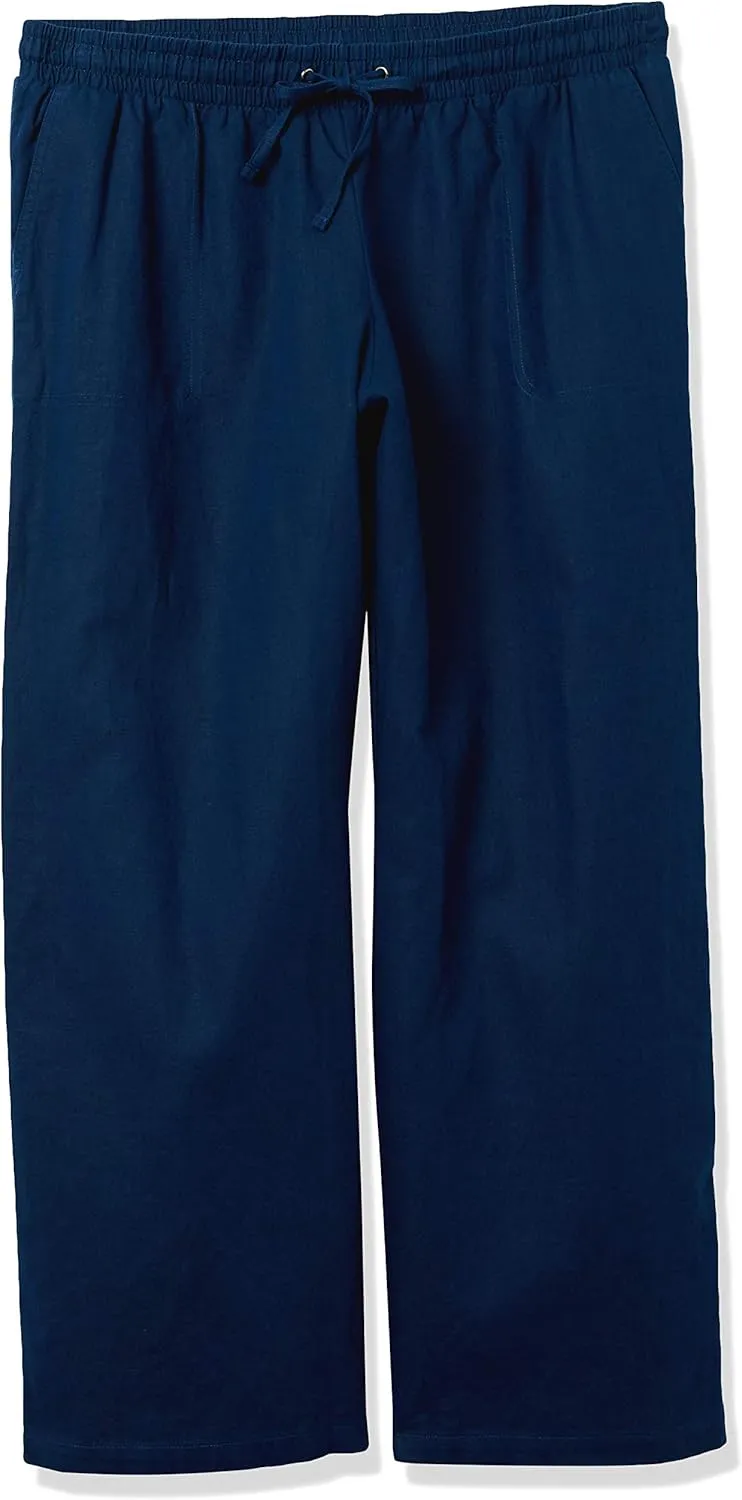 Amazon Essentials Women's Linen Blend Drawstring Relaxed Fit Wide Leg Pant (Available in Plus Size)