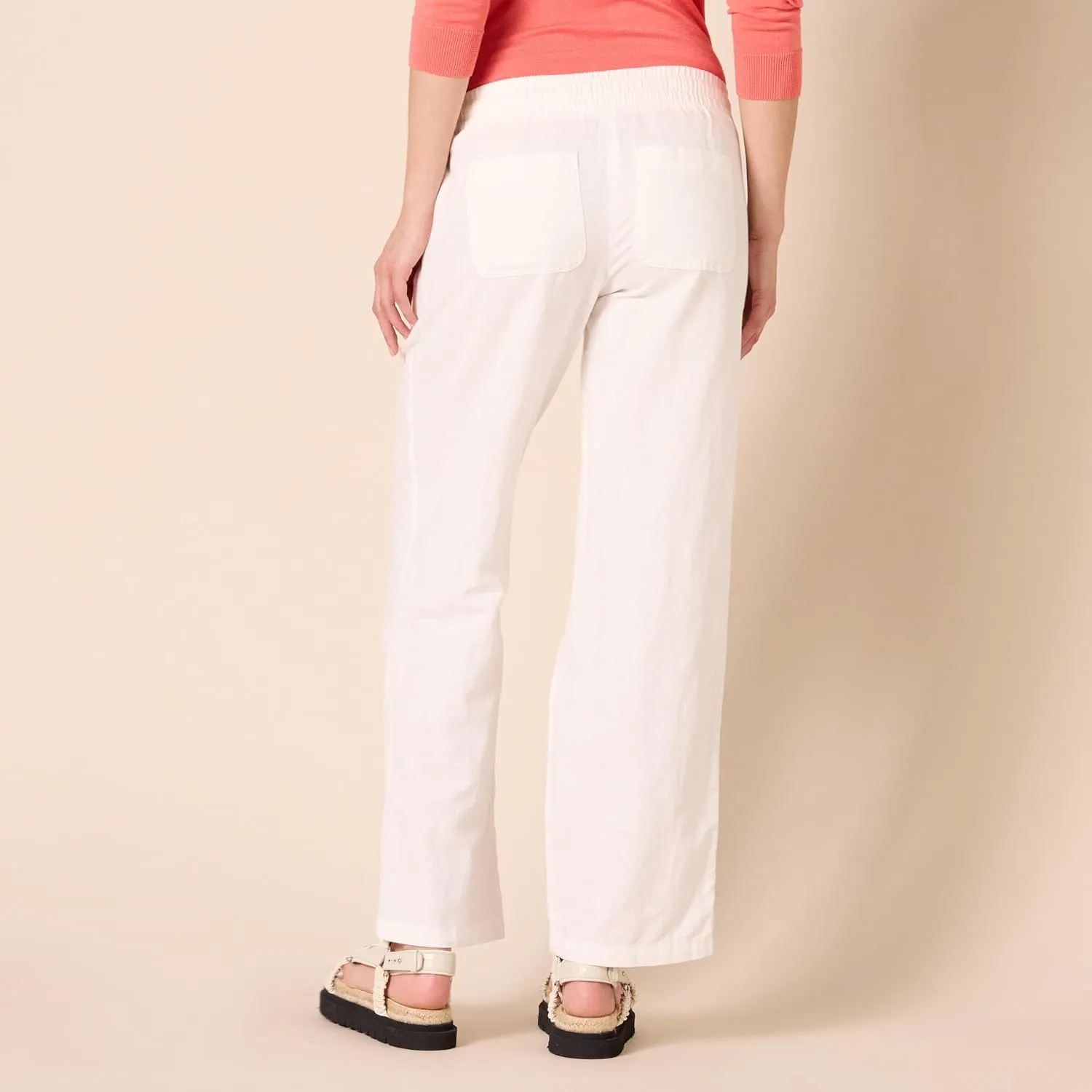 Amazon Essentials Women's Linen Blend Drawstring Relaxed Fit Wide Leg Pant (Available in Plus Size)