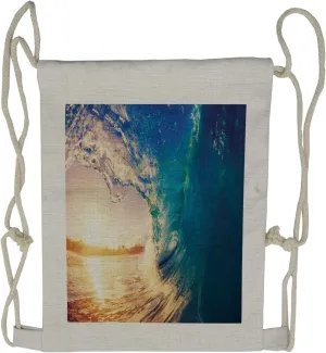 Ambesonne Ocean Drawstring Backpack, Tropical Trees Shoreline, Sackpack Bag