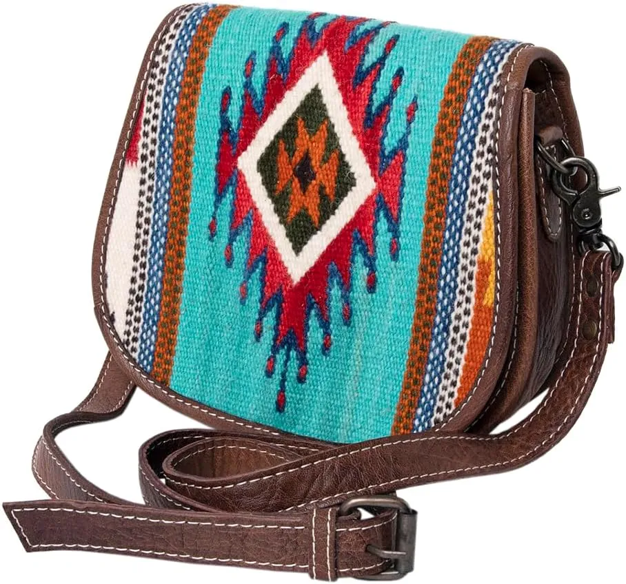 American Darling Cross Body Saddle Blanket Fabric Genuine Leather Western Women Bag Handbag Purse | Western Crossbody Bag | Travel Crossbody Bags | College Crossbody Bag | Casual Crossbody Bag