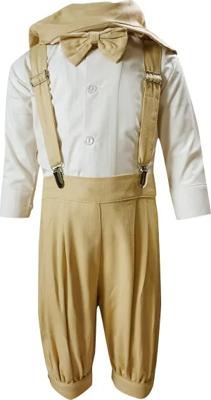AMK Baby Toddler Little Boys Vintage Knickerbocker Suit Set - 5 pc Suspender Bowtie Hat Knickers Retro Suit…
