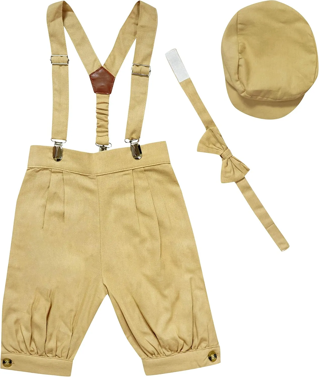 AMK Baby Toddler Little Boys Vintage Knickerbocker Suit Set - 5 pc Suspender Bowtie Hat Knickers Retro Suit…
