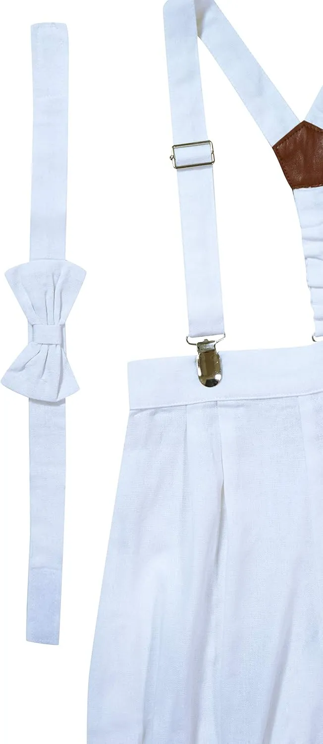 AMK Baby Toddler Little Boys Vintage Knickerbocker Suit Set - 5 pc Suspender Bowtie Hat Knickers Retro Suit…