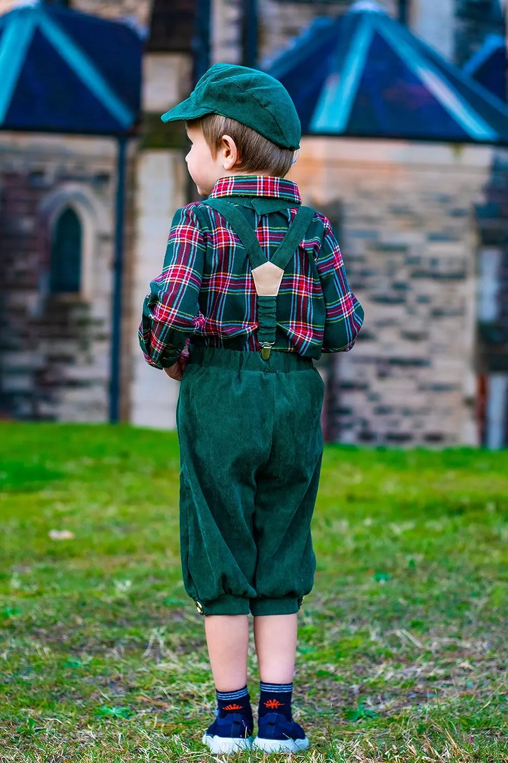 AMK Baby Toddler Little Boys Vintage Knickerbocker Suit Set - 5 pc Suspender Bowtie Hat Knickers Retro Suit…