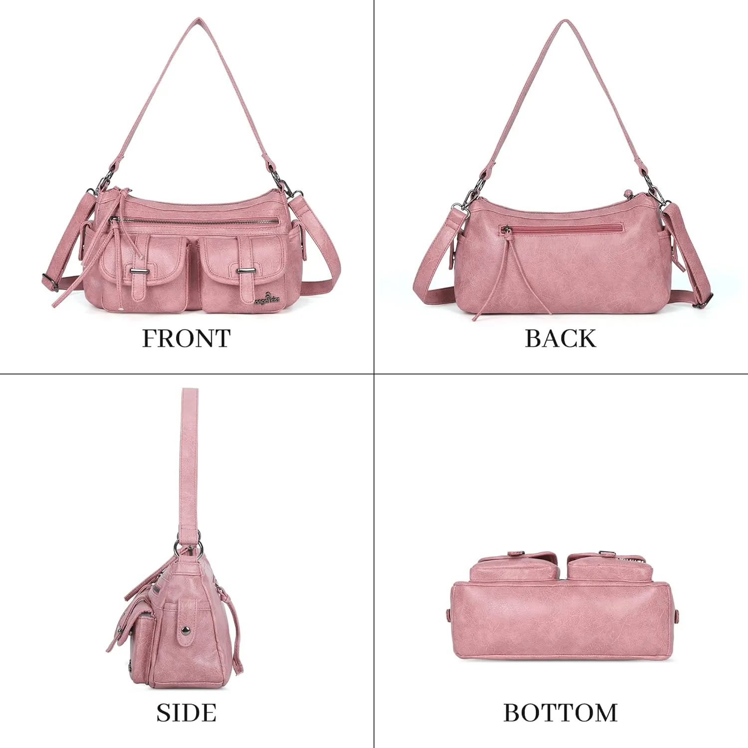 Angel Kiss Hobo Purses for Women Crossbody Shoulder Bag Ladies Multi Pocket Handbags with Adjustable Shoulder Strap