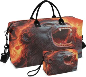 Angry Gorilla Travel Duffel Bag for Women Weekend Overnight Dag with Toiletry Bag, Luggage Bag for Travel, Sport, Gym
