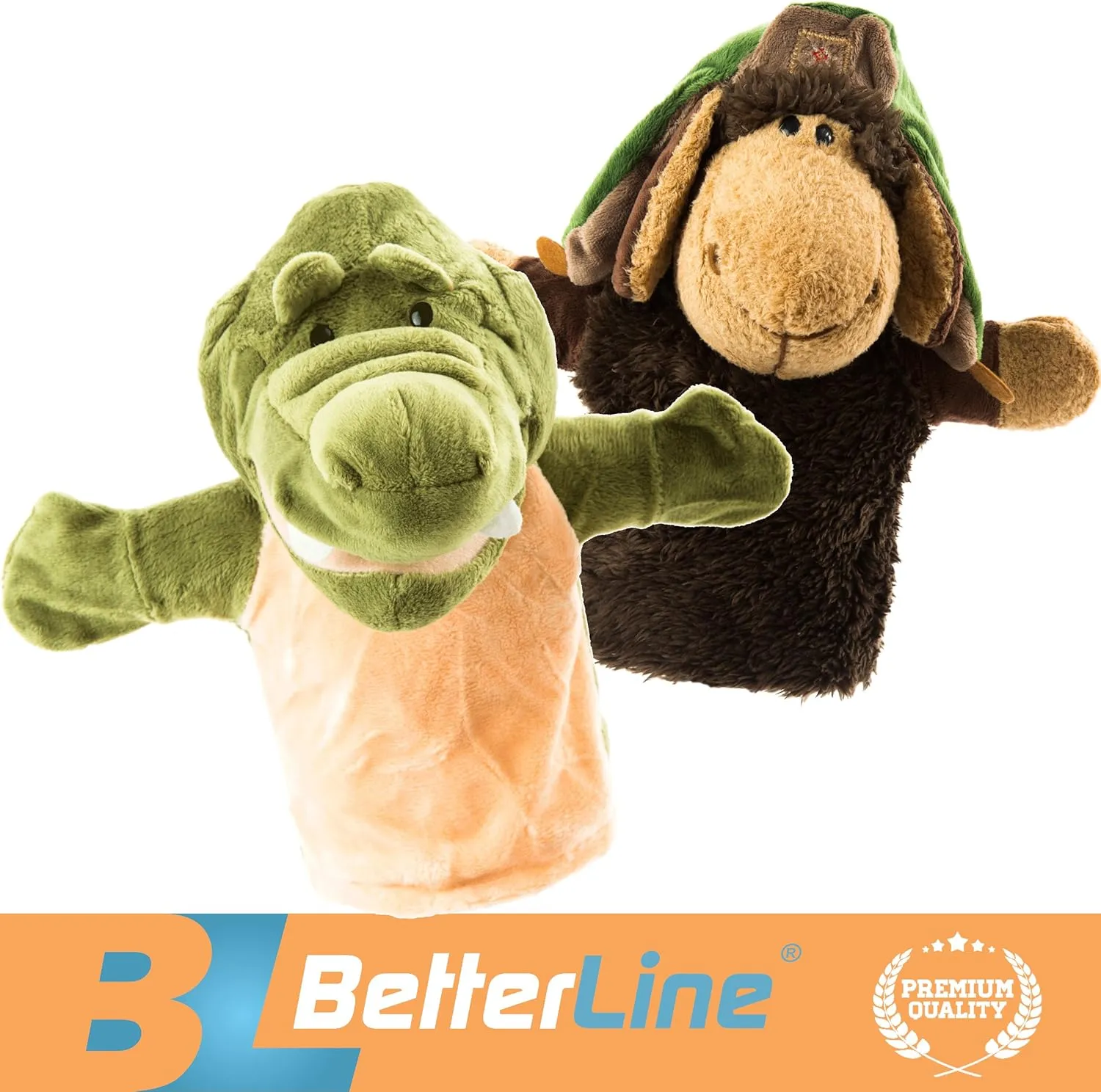 Animal Hand Puppets Set for Kids & Adults - 12.5" Premium Quality Soft Plush Toys with Movable Mouths - Perfect for Storytelling, Teaching, Preschool, Role-Play - Durable, Vibrant, Educational Puppets