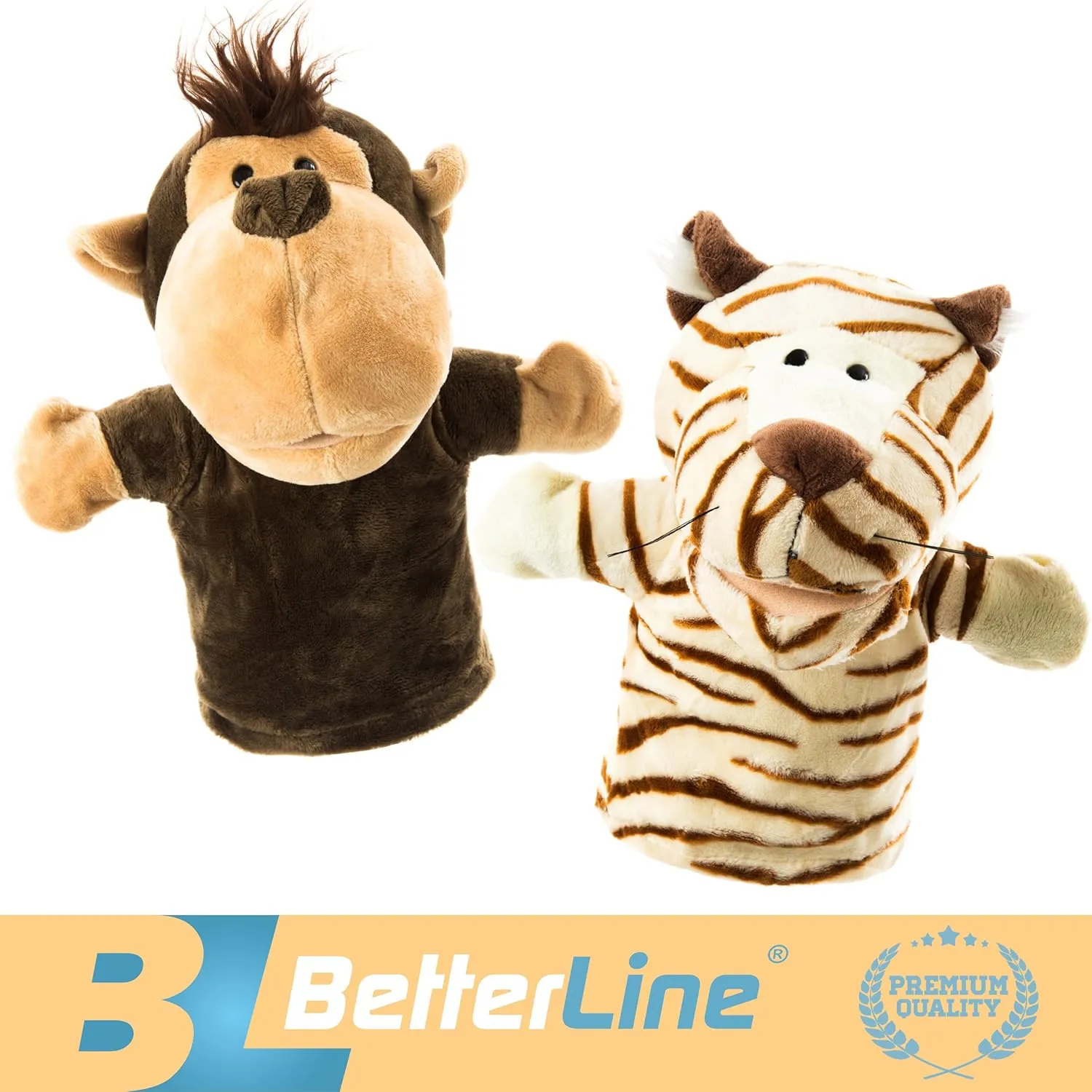 Animal Hand Puppets Set for Kids & Adults - 12.5" Premium Quality Soft Plush Toys with Movable Mouths - Perfect for Storytelling, Teaching, Preschool, Role-Play - Durable, Vibrant, Educational Puppets