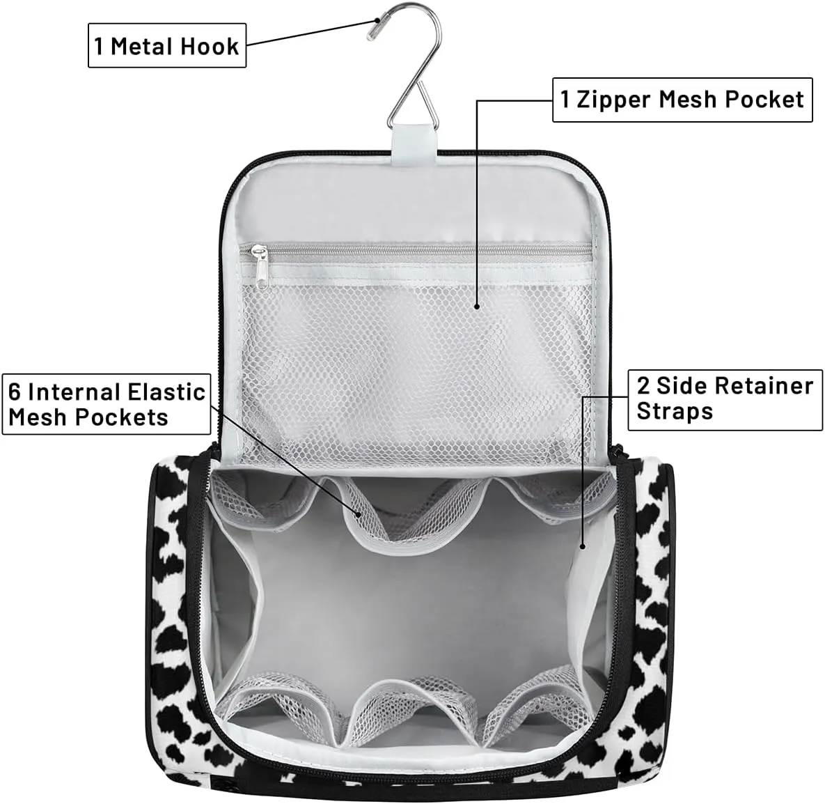 Animal Leopards Print Hanging Toiletry Bag for Men Women Travel Cosmetic Makeup Organizer Bag Water Resistant Large Portable Wash Case for Accessories, Toiletries, Cosmetics