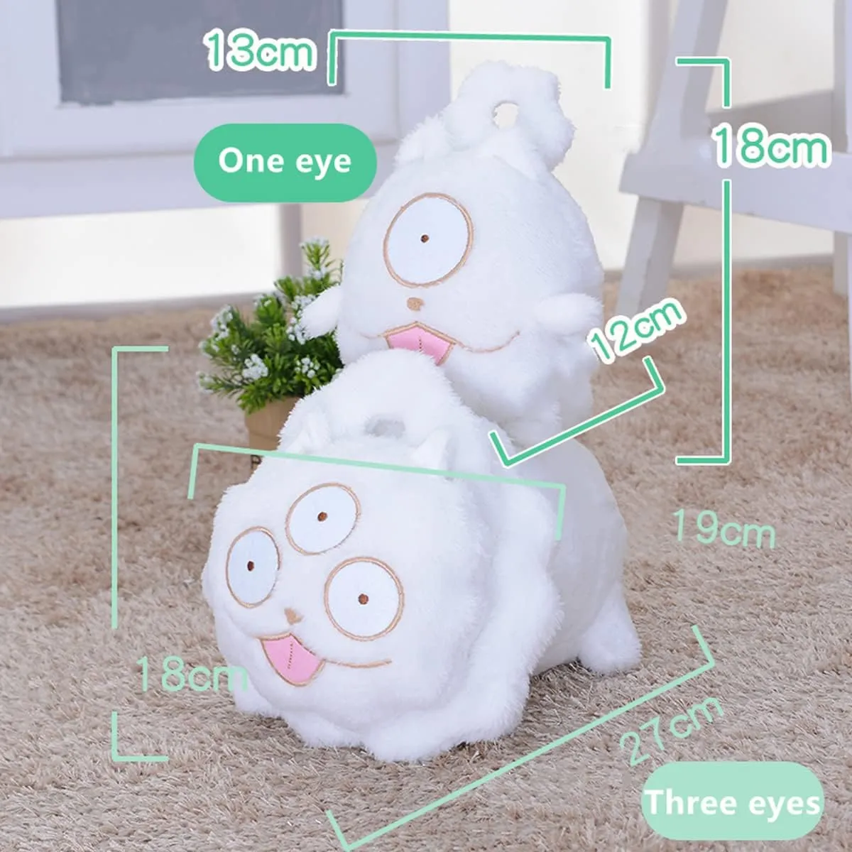 Anime Land of The Lustrous Plush Toy Stuffed Houseki No Kuni Pillow Phosphophyllite Diamond Dog Inu Shiro Cosplay Toys (7.08'', One Eye)