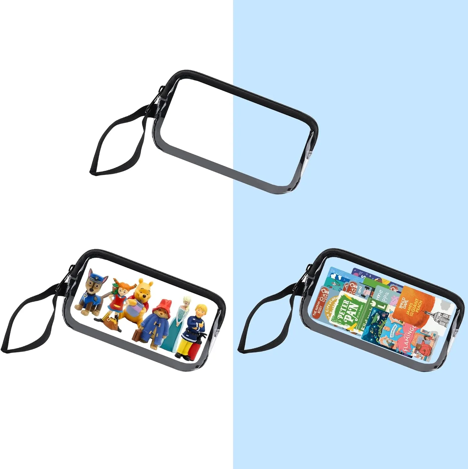 Annmore Carrying Case for Tonies Figures and Toniebox, Travel Bag with Removeable Clear Pocket for Tonies Characters, Blue