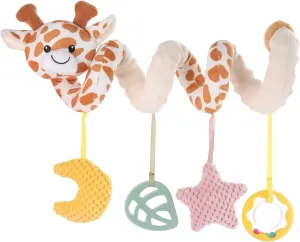 Apricot Lamb Baby Spiral Car Seat & Stroller Activity Toy, Features Plush Giraffe Character Hanging Rattles Toys, Gentle Rattle Sound & Soft Teether, 8-26 Inches