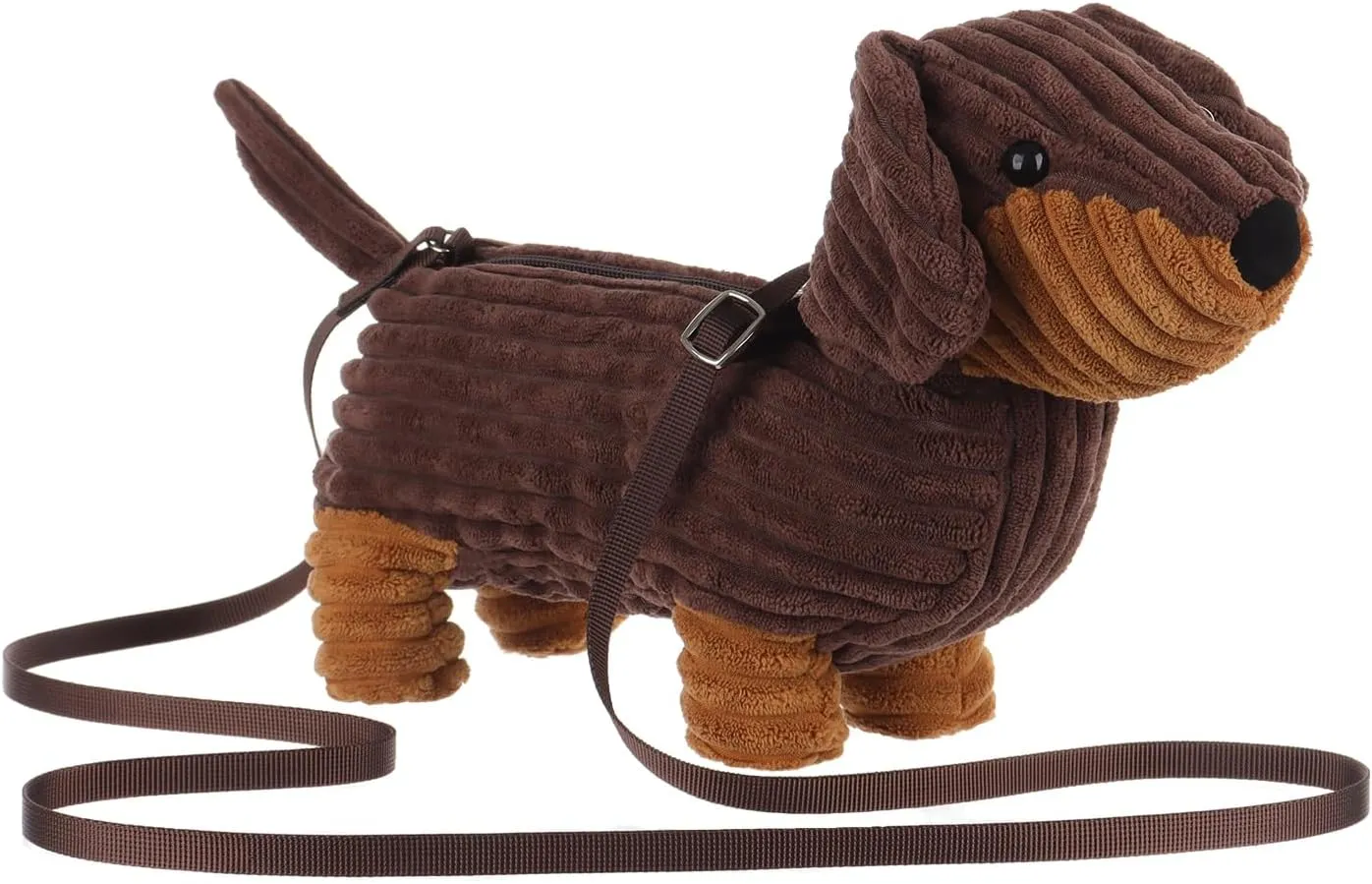 Apricot Lamb Dachshund Dog Puppy Crossbody Bag Plush Purse for Toddlers and Teen Girls, Stuffed Animal Shoulder Bag, Kids Fashion Handbags, 14 Inches