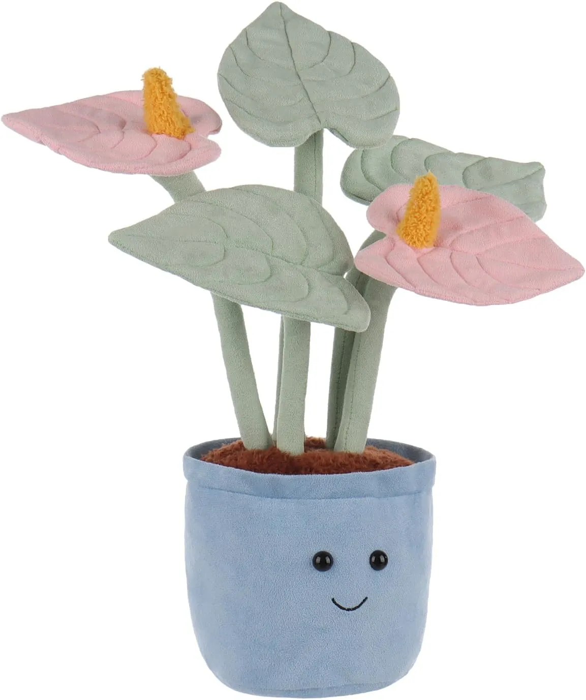 Apricot Lamb Potted Pink Anthurium Plant Plush Stuffed Animals for Kids, Soft Cute Plush Toys for Baby Girl and Boy, Fluffy Potted Pink Anthurium Plant Pink 13.8 Inches