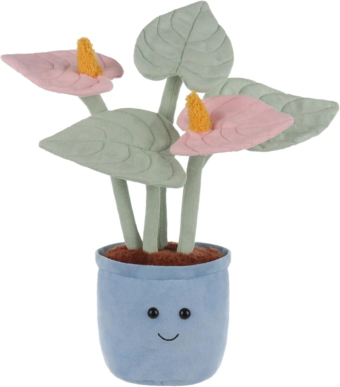 Apricot Lamb Potted Pink Anthurium Plant Plush Stuffed Animals for Kids, Soft Cute Plush Toys for Baby Girl and Boy, Fluffy Potted Pink Anthurium Plant Pink 13.8 Inches