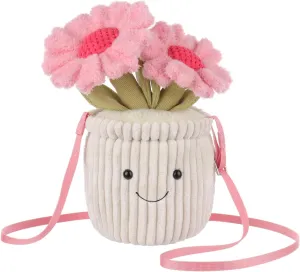 Apricot Lamb Potted Sunflower Plant Shoulder Bag Crossbody Plush Purse for Adults and Teen Girls Boys, Stuffed Animal Shoulder Bag, Kids and Adults Fashion Handbags, 10.7 Inches