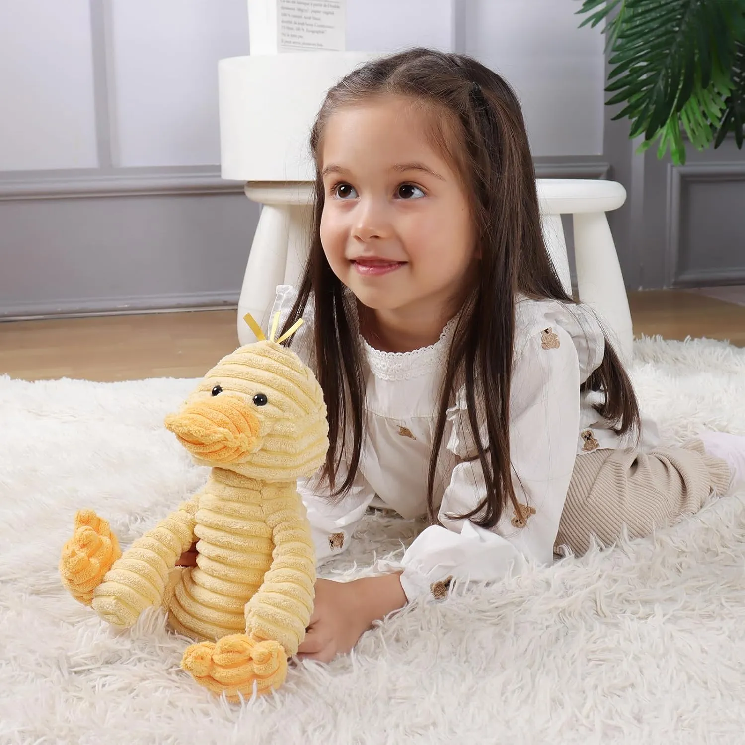 Apricot Lamb Toys Plush Corduroy Duck Stuffed Animal Soft Cuddly Perfect for Child (Corduroy Duck, 9 Inches)