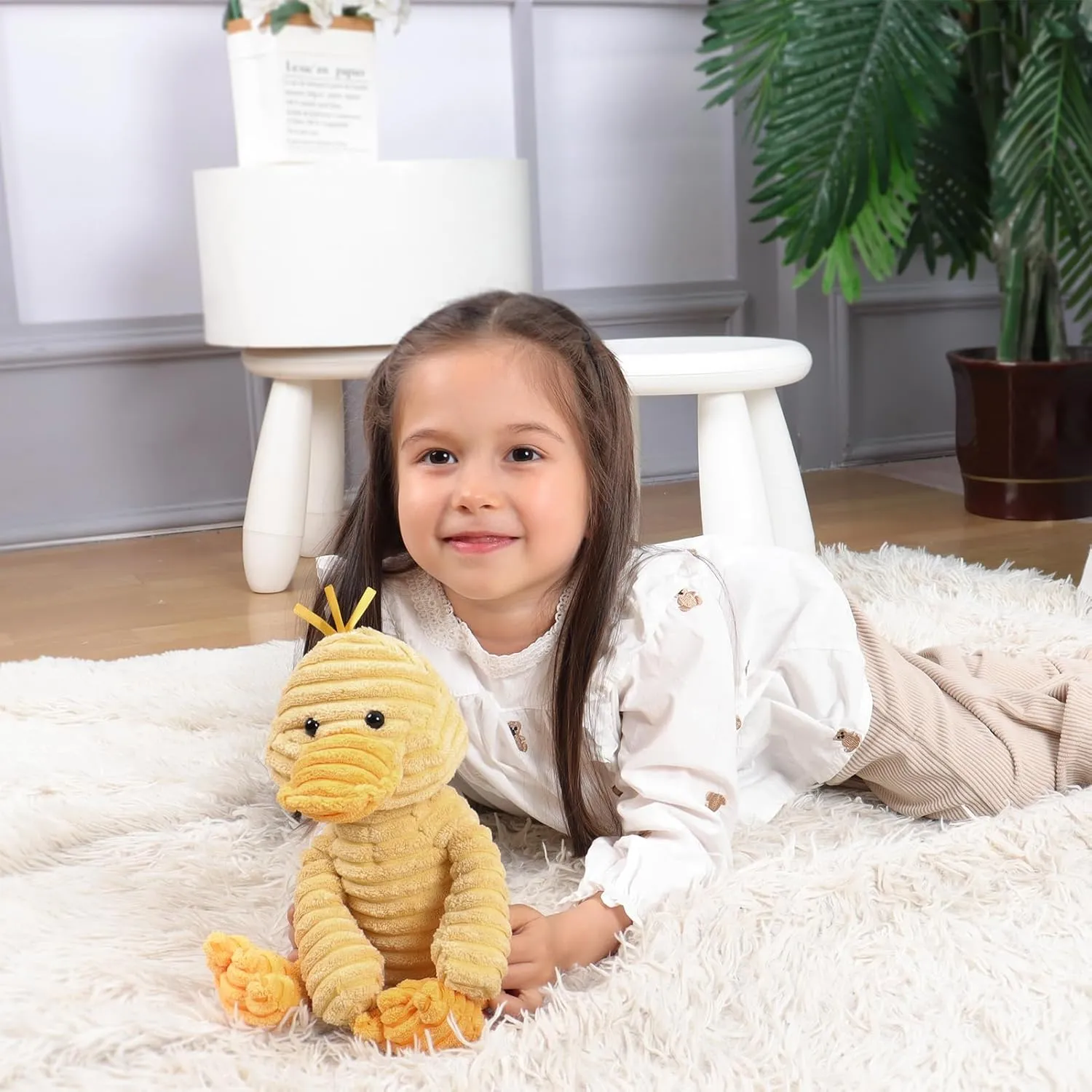 Apricot Lamb Toys Plush Corduroy Duck Stuffed Animal Soft Cuddly Perfect for Child (Corduroy Duck, 9 Inches)
