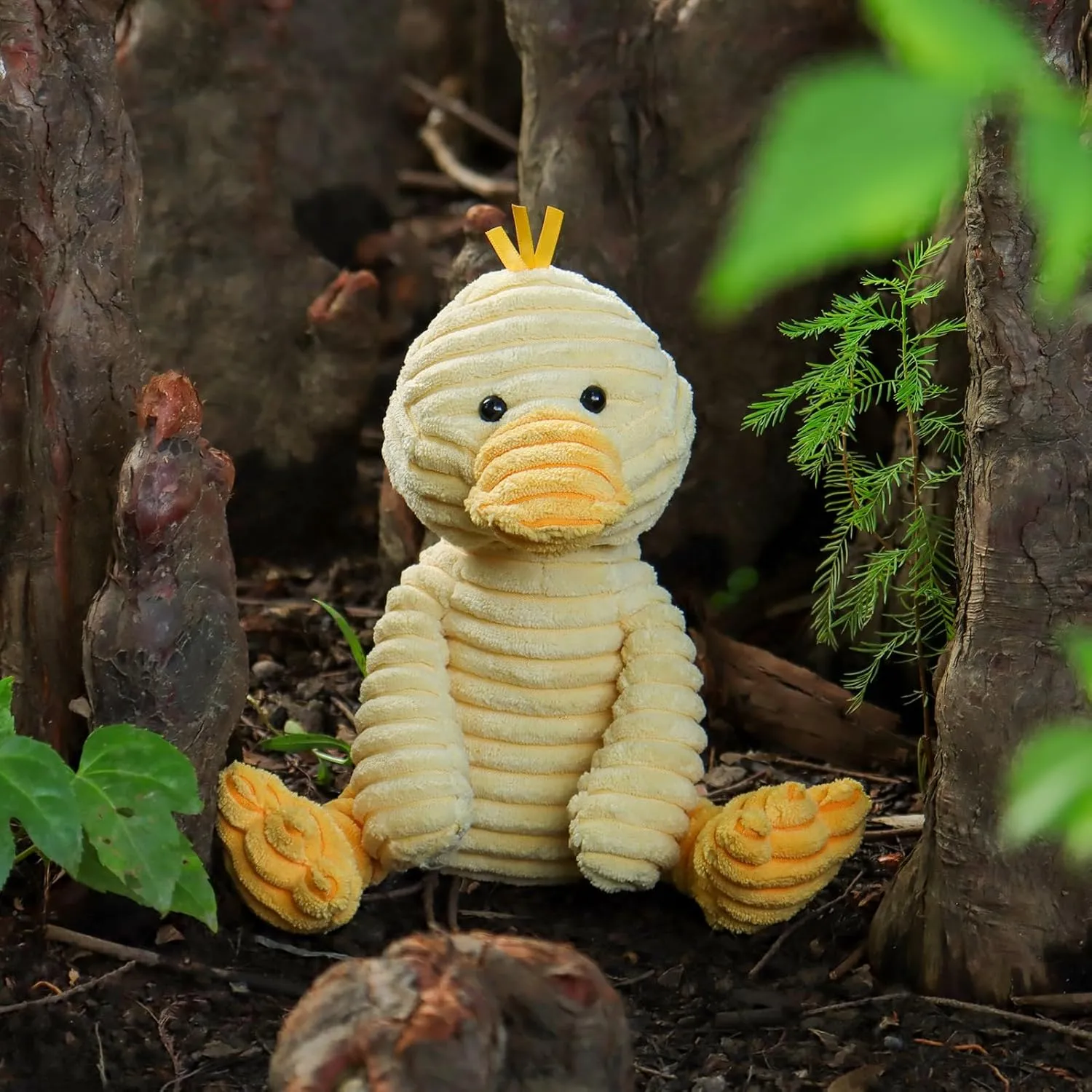 Apricot Lamb Toys Plush Corduroy Duck Stuffed Animal Soft Cuddly Perfect for Child (Corduroy Duck, 9 Inches)