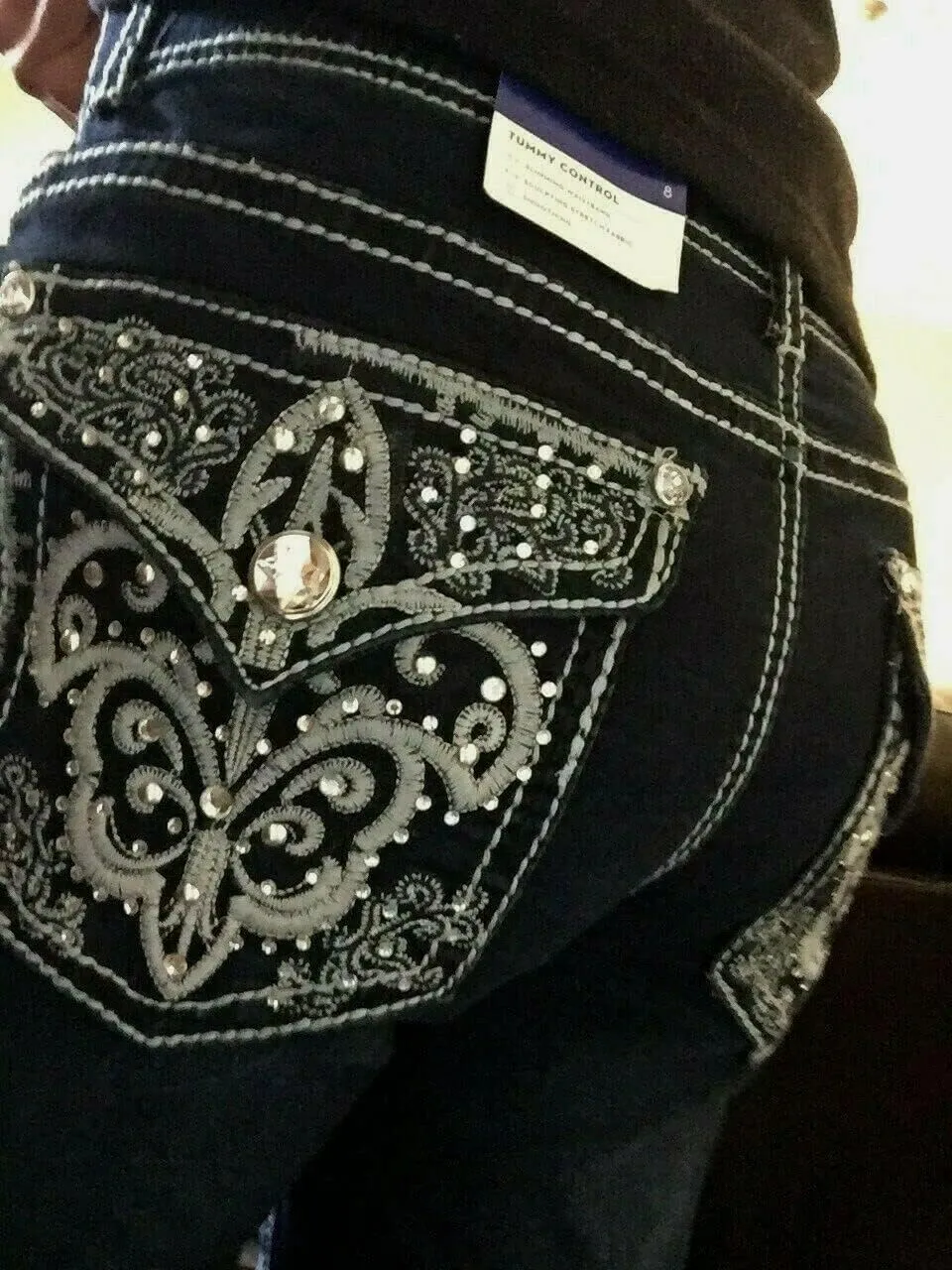 APT.9 / Diamante Juniors Women's Capri Denim Jeans Skinny Ripped Distressed Stretch Pants