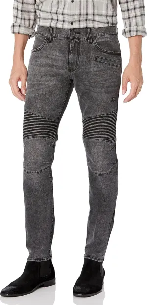 Armani Exchange Men's Distressed Grey Denim Skinny Biker Jeans