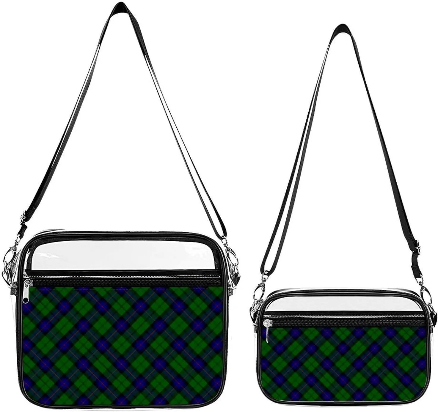 Armstrong Tartan Blue And Green Plaid Transparent Cross Bag Two-piece Set