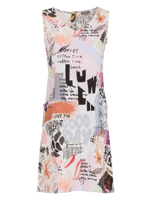 Artistic Collage Print Sleeveless Dress